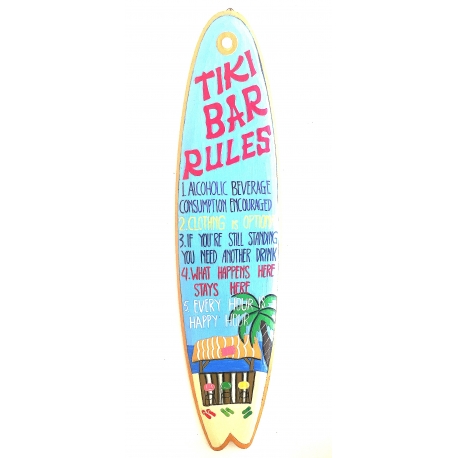 Tiki Bar Rules, Surf Board Wall Decor