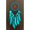 OMA Dream Catcher - Dream Catcher - Traditional Turquoise Blue Suede Dreamcatcher with Rasta Chakra Beads & Feathers Intricate D