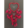 OMA Dream Catcher - Hand Made Feather Dream Catcher Heart Shaped with Crystal Beads - 7 Diameter & 24" Long - Valentine's Day ("
