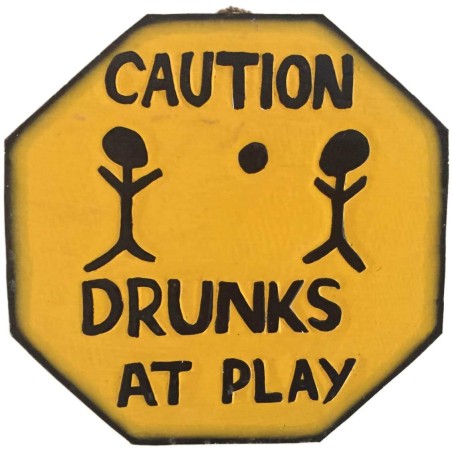 OMA Caution Drunks at Play Sign Tiki Bar Decor Funny Drinking Wooden Wall Hanging - Premium Quality