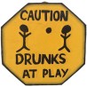OMA Caution Drunks at Play Sign Tiki Bar Decor Funny Drinking Wooden Wall Hanging - Premium Quality