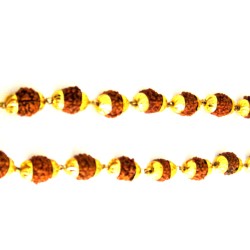 Sacred Beads, Gold Tone Rudraksha Mala