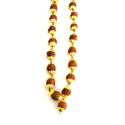Sacred Beads, Gold Tone Rudraksha Mala